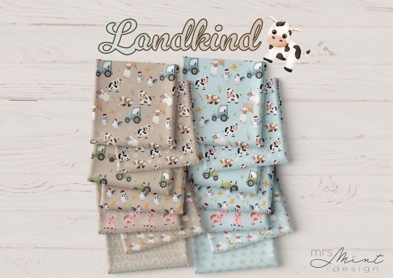 Baumwolljersey LANDKIND by Mrs Mint Design Schweinchen, beige Swafing Ökotex Bild 5