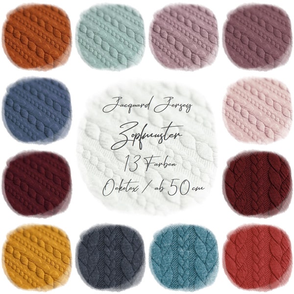 Jacquard Jersey Zopfmuster | viele Farben | ab 50 cm