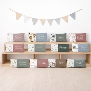 personalisiertes Kissen mit Namen · weiches Waffelpiquè Kissen · Namenskissen · Kitakissen · Geschenk zur Geburt & Taufe · Kinderzimmerdeko