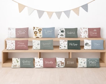 personalisiertes Kissen mit Namen · weiches Waffelpiquè Kissen · Namenskissen · Kitakissen · Geschenk zur Geburt & Taufe · Kinderzimmerdeko
