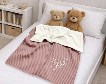 personalisierte Babydecke · sanfte weiche Kuscheldecke · Waffelpiquédecke · Kinderwagendecke · Kinderdecke · Geschenk zur Geburt & Taufe