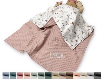 personalisierte Babydecke · wahlweise gefüttert oder ungefüttert · Waffelpiquédecke · Krabbeldecke · Decke · Geschenk zur Geburt & Taufe