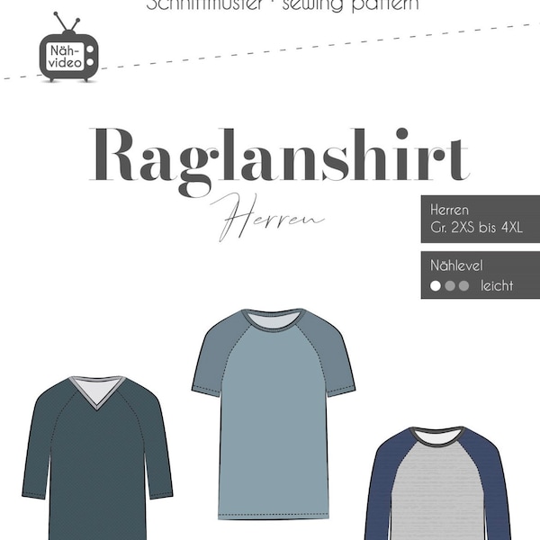 Papierschnittmuster, Fadenkäfer, Raglan Shirt Herren 2XS-4XL