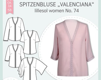 Papierschnittmuster lillesol women No.74 Spitzenbluse "Valenciana" *mit Video-Nähanleitung*