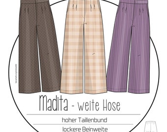 Papierschnittmuster Madita - Weite Hose Kibadoo / Einzelgrößen 32-52