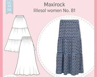 Papierschnittmuster lillesol women No.81 Maxirock *mit Video-Nähanleitung*