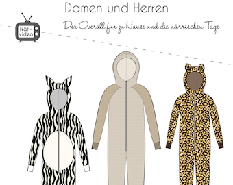 Paper pattern, thread beetle, jumpsuit women and men XS -4XL