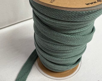 1 m flat cotton cord, 20 mm, Mint / Dusty Green / Sage