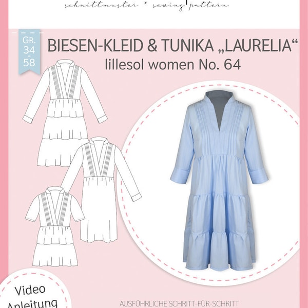 Papierschnittmuster lillesol women No.64 Biesen-Kleid & Tunika "Laurelia" mit Video-Nähanleitung*