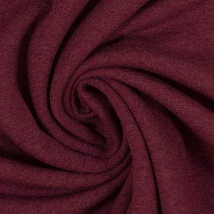 Remnant 130 cm plain mottled jersey, 1937 burgundy, Vanessa Melange by Swafing