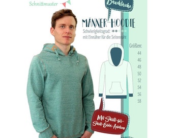 Papierschnittmuster, AnniNanni für Blaubeerstern , Männer-Hoodie , Herren Gr. 44-58