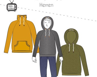 Papierschnittmuster, Fadenkäfer, Hoodie Noa / Pulli Herren 2XS-4XL