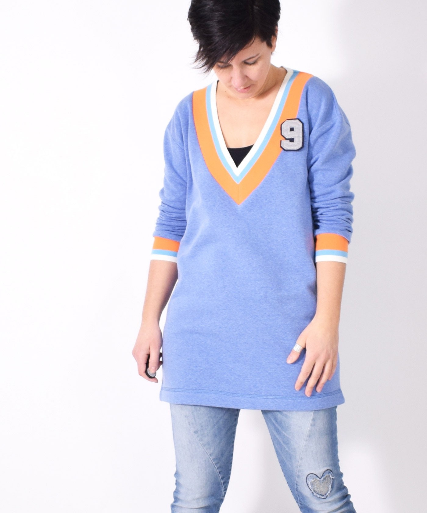 Paper pattern # 123 V-neck sweater size XS-XXXL Lenipepunkt