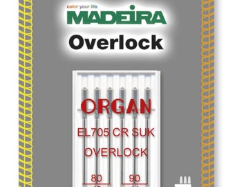 Madeira Overlock / Coverlock Nadeln ELX705 CR SUK in 2 Stärken, 3x 80/12, 3x 90/14