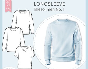 Papierschnittmuster lillesol men No.1 Longsleeve *mit Video-Nähanleitung*