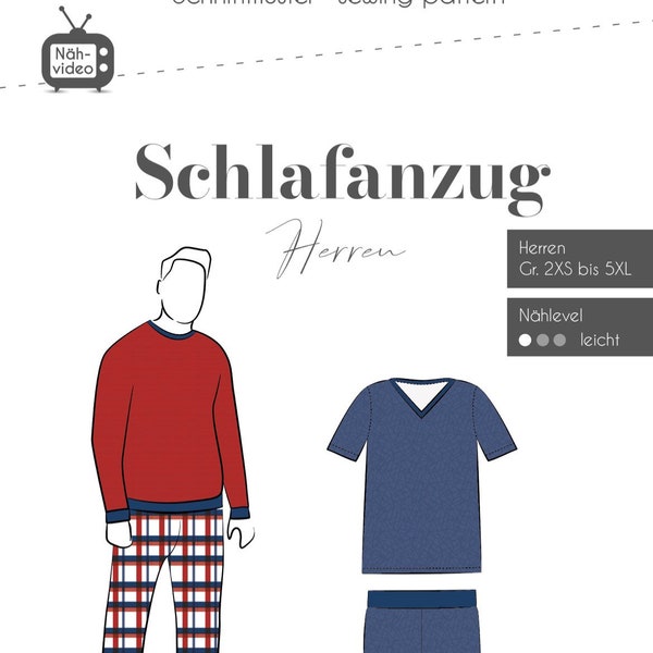 Papierschnittmuster, Fadenkäfer, Schlafanzug / Pyjamas Herren 2XS-5XL