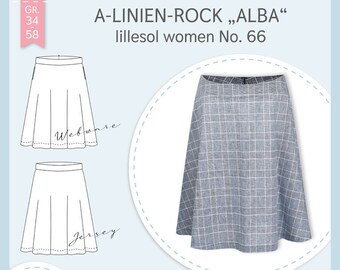 Papierschnittmuster lillesol women No.66 A-Linien-Rock "Alba" mit Video-Nähanleitung*