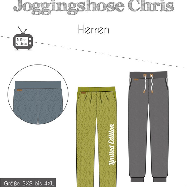 Papierschnittmuster, Fadenkäfer, Chris Jogging-Hose Herren 32-58