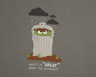 Oscar in the bin, Sesame Street panel, sweat warm brushed 80 cm, gray