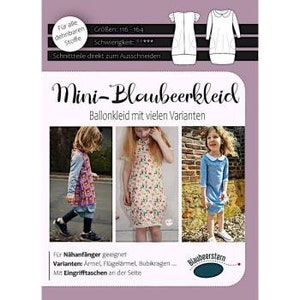 Paper pattern, Blueberry Star, mini blueberry dress, sizes 86-164