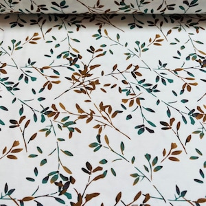 Jersey Frühlingszweige , Ecru / Mint / Cognac