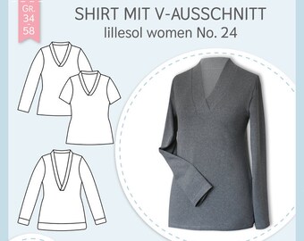 Papierschnittmuster lillesol women No.24 Shirt mit V-Ausschnitt * mit Video-Nähanleitung *