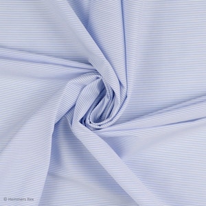 Cotton woven fabric, fine stripes, blue / white