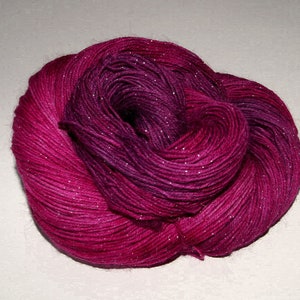 Sock yarn with glitter hand-dyed for small accessories and socks, 100g image 1