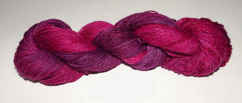 Sock yarn with glitter hand-dyed for small accessories and socks, 100g image 2