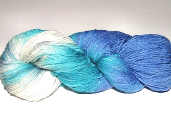 Sock yarn with silk and linen "Pebbles on the Beach" hand-dyed 100g nice even for the warmer days