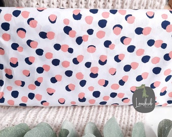 Cotton fabric white pink dark blue fabric sold by the meter