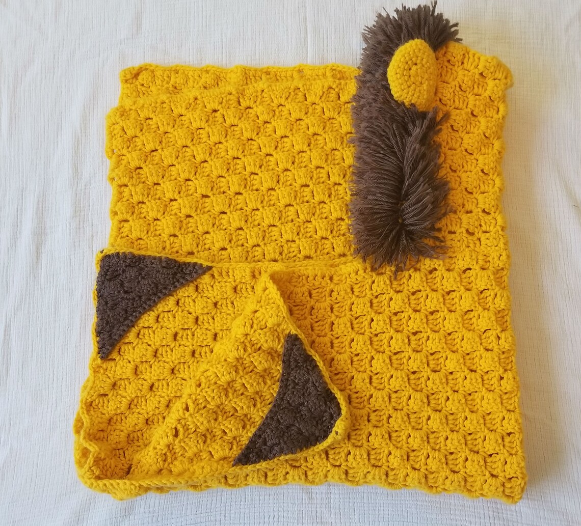 Lion Hooded Blanket Child Hooded Blanket Lion Blanket Boy Etsy