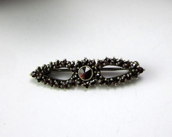 antique 900 silver garnet brooch, bow pin, red pin, vintage jewelry, gift for women/girlfriend/mother/sister