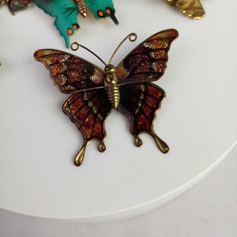 broche de mariposa vintage original / bisutería antigua / alfiler colorido / alfiler de animal / regalo para novia, hermana, madre 2