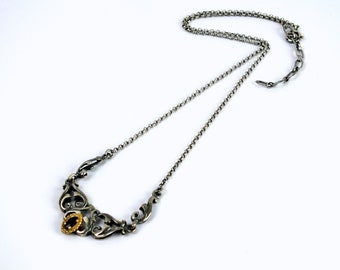 vintage necklace 925 silver with garnet, women's necklace, traditional jewelry, gift for women