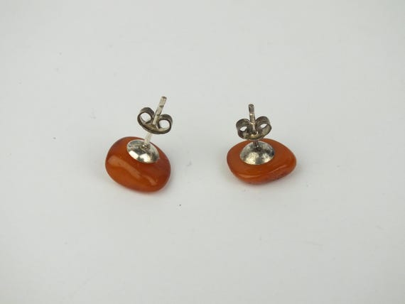 Vintage 835 Silber Ohrringe Damen • Honig‑Bernstein Ohrstecker • echter Silberschmuck View 5