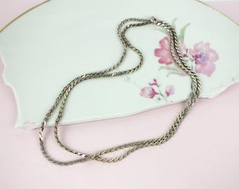 Long 800 silver curb chain – 90 cm vintage women's necklace – genuine 70s silver jewelry