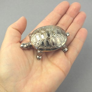 vintage Schmuckdose Schildkröte - versilberte Pillendose mit Deckel - Geschenk für sie - Geburtstagsgeschenk Frauen