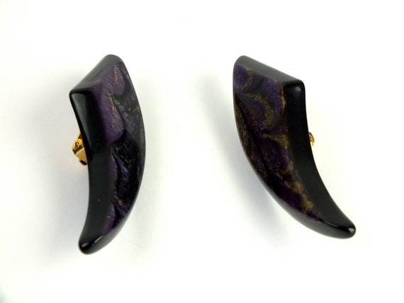 große vintage Ohrringe Damen, Violette Ohrclips, … - image 4