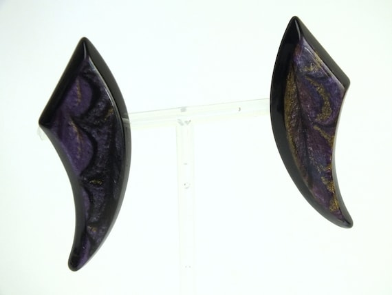 große vintage Ohrringe Damen, Violette Ohrclips, … - image 3