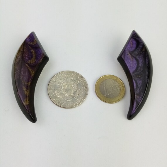große vintage Ohrringe Damen, Violette Ohrclips, … - image 2