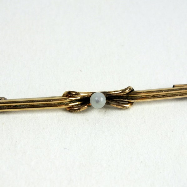 narrow American brooch, double gold, vintage jewelry, pin, gift for women