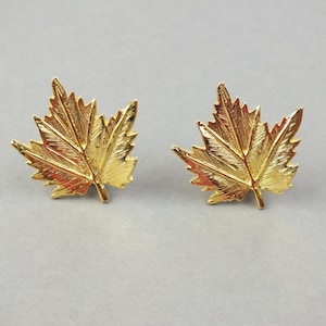vintage Blätter Ohrclips Goldton, Ahornblatt Ohrringe ohne Loch, alter Modeschmuck, Geschenk für Frauen, Geburtstagsgeschenk Frauen