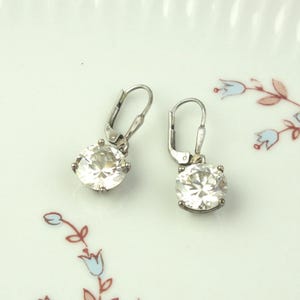 Vintage 925 Sterling Silver Women&#39;s Earrings Hanging with Crystals, Drop Earrings, Real Jewelry, Gift for Her, Birthday Gift for Her