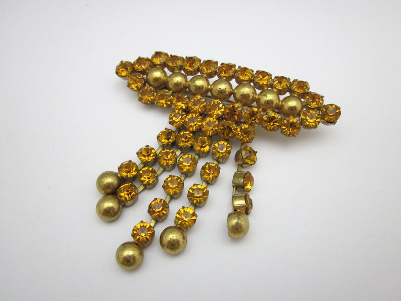 antique jewelry vintage lapel pin golden rhinestone brooch with orange pin gift for women