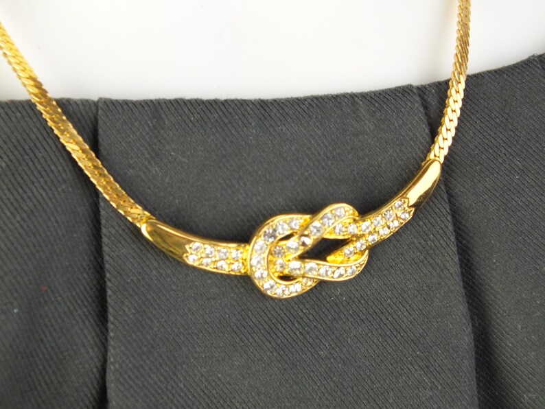 Vintage Necklace Ladies Gold With Rhinestones, Old Costume Jewelry