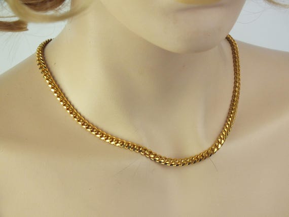 Signed Vintage Kenneth Lane Gold/Black Enamel Link Necklace