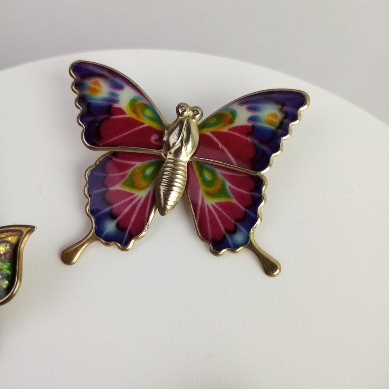 broche de mariposa vintage original / bisutería antigua / alfiler colorido / alfiler de animal / regalo para novia, hermana, madre 1