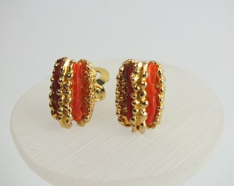 vintage gold earrings with coral, women's earrings, jewelry, gift for girlfriend