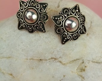 vintage 925 silver earrings, nostalgic stud earrings, women's real jewelry, gift for girlfriend/sister/daughter/niece